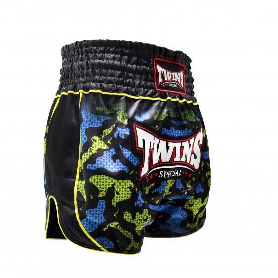 Twins Muay Thai Shorts TTBL Atlas - Schwarz/Grün/Blau