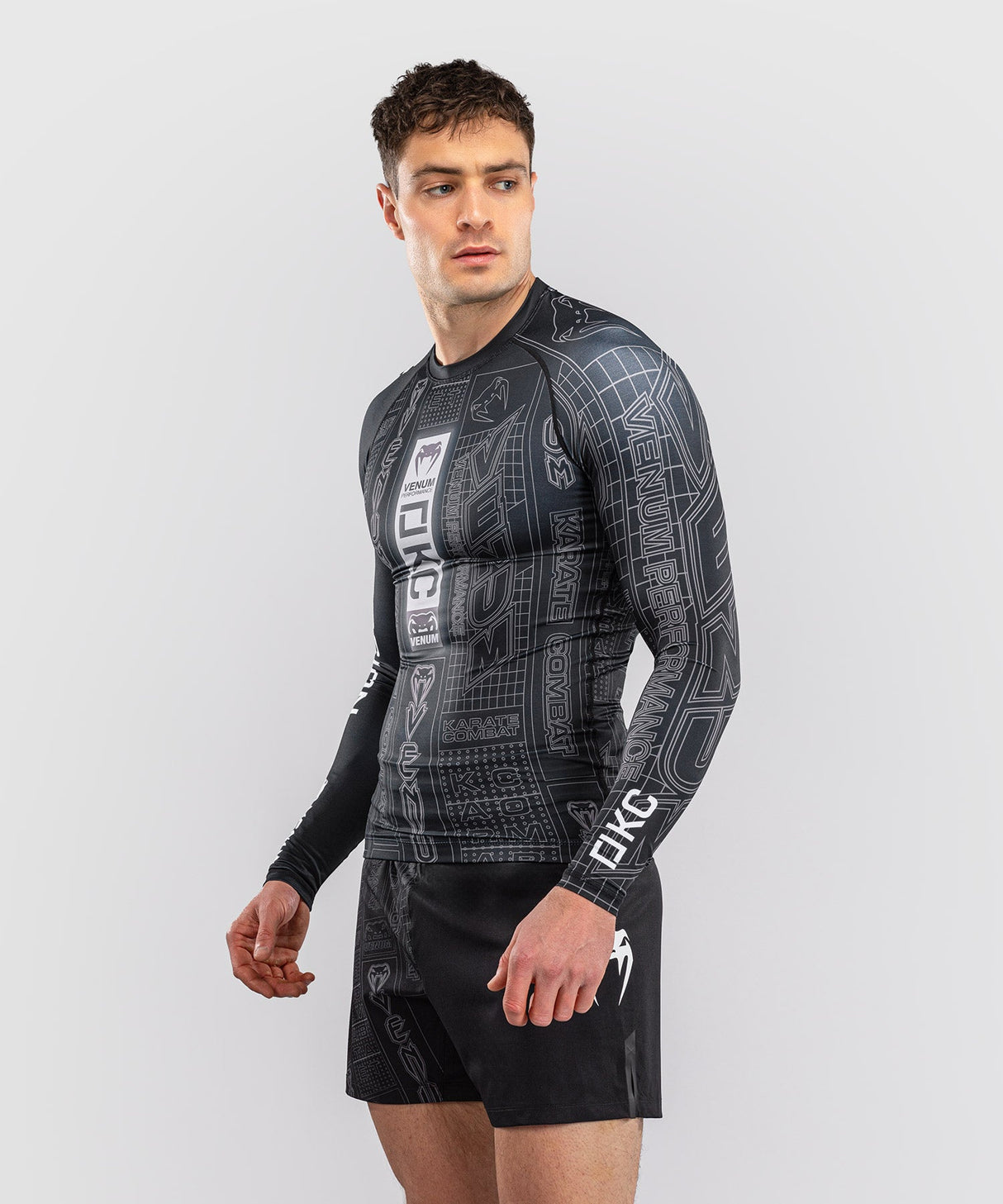 Venum Rashguard Karate Combat Lange Mouwen - Schwarz/Grau