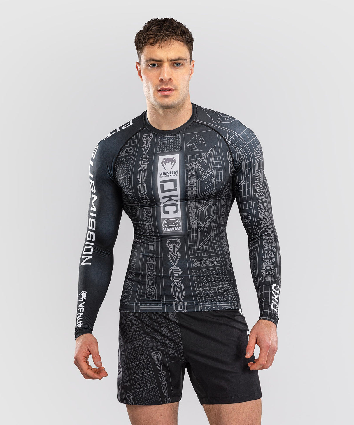 Venum Rashguard Karate Combat Lange Mouwen - Schwarz/Grau