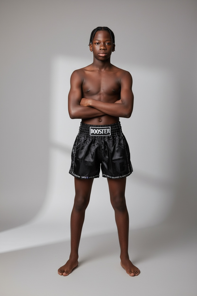 Booster Muay Thai Shorts Combat Series 4 Kinder - Schwarz