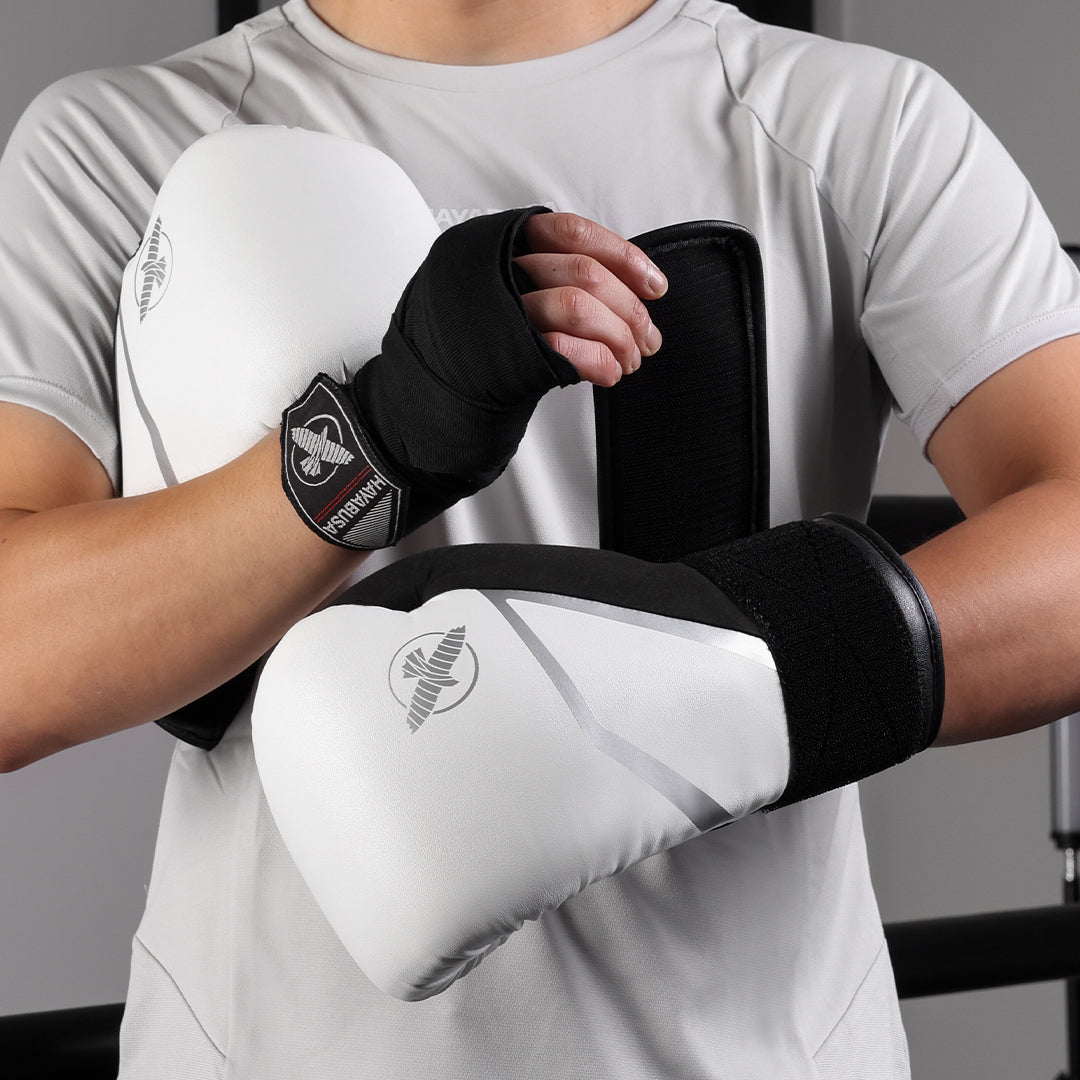 Hayabusa Boxhandschuhe E1 - Weiss/Schwarz/Silber