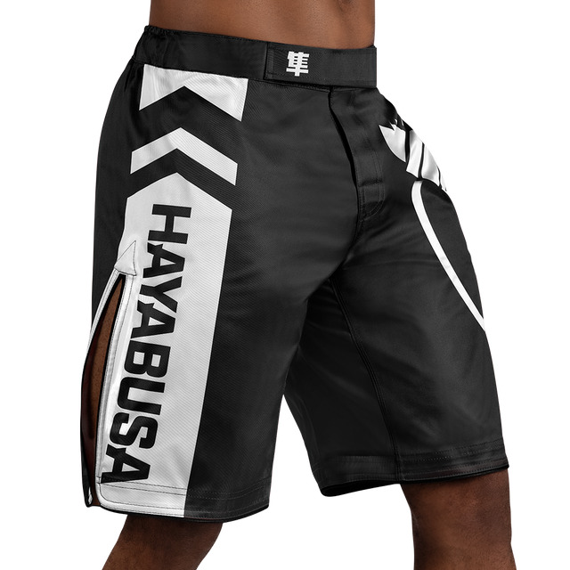 Hayabusa MMA-Shorts Icon Lang - Schwarz/Weiss