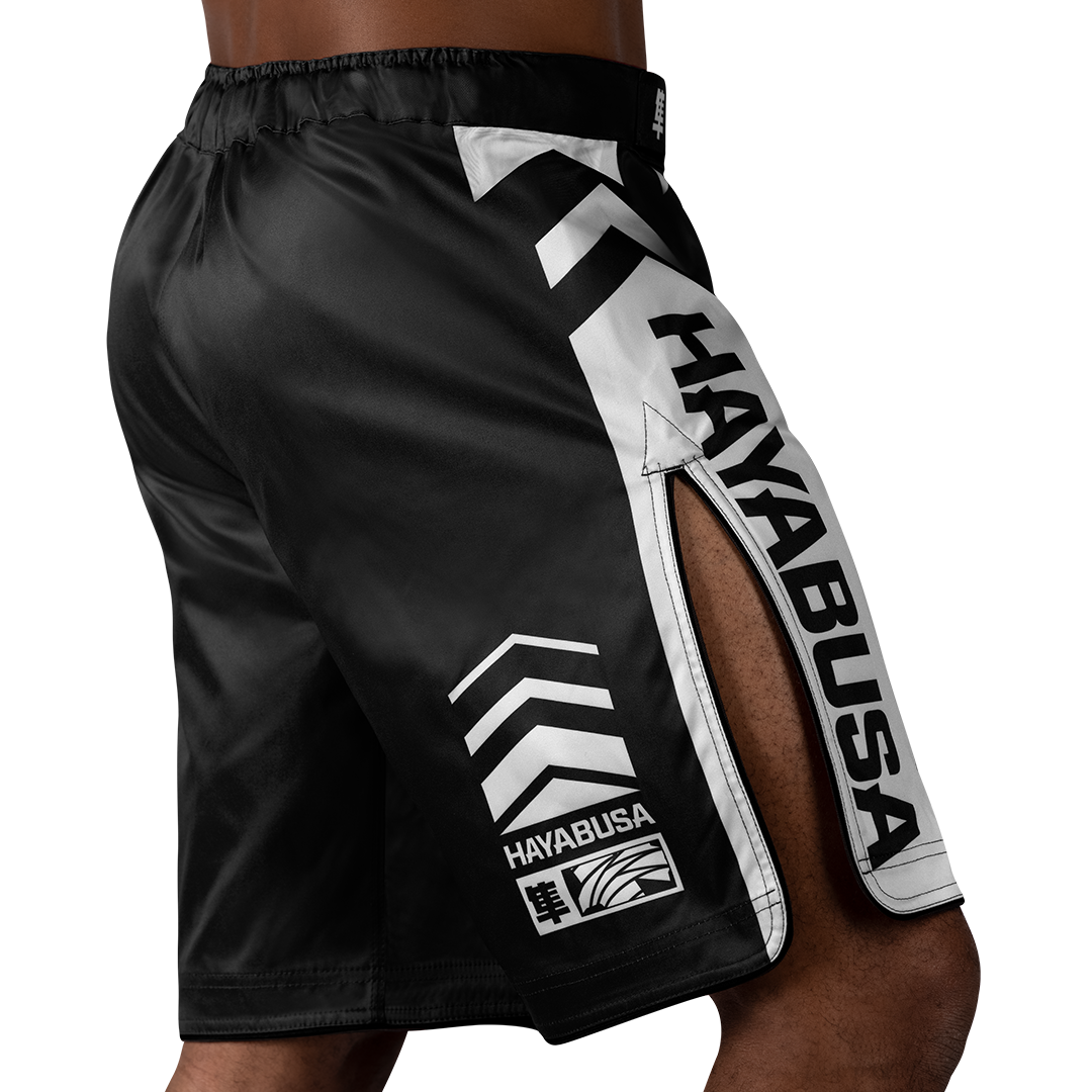 Hayabusa MMA-Shorts Icon Lang - Schwarz/Weiss