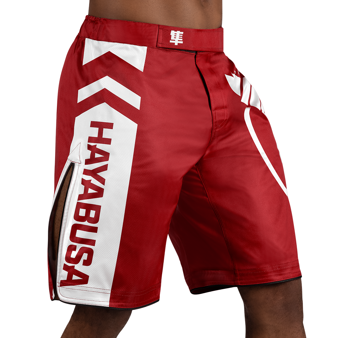 Hayabusa MMA-Shorts Icon Lang - Rot/Weiss