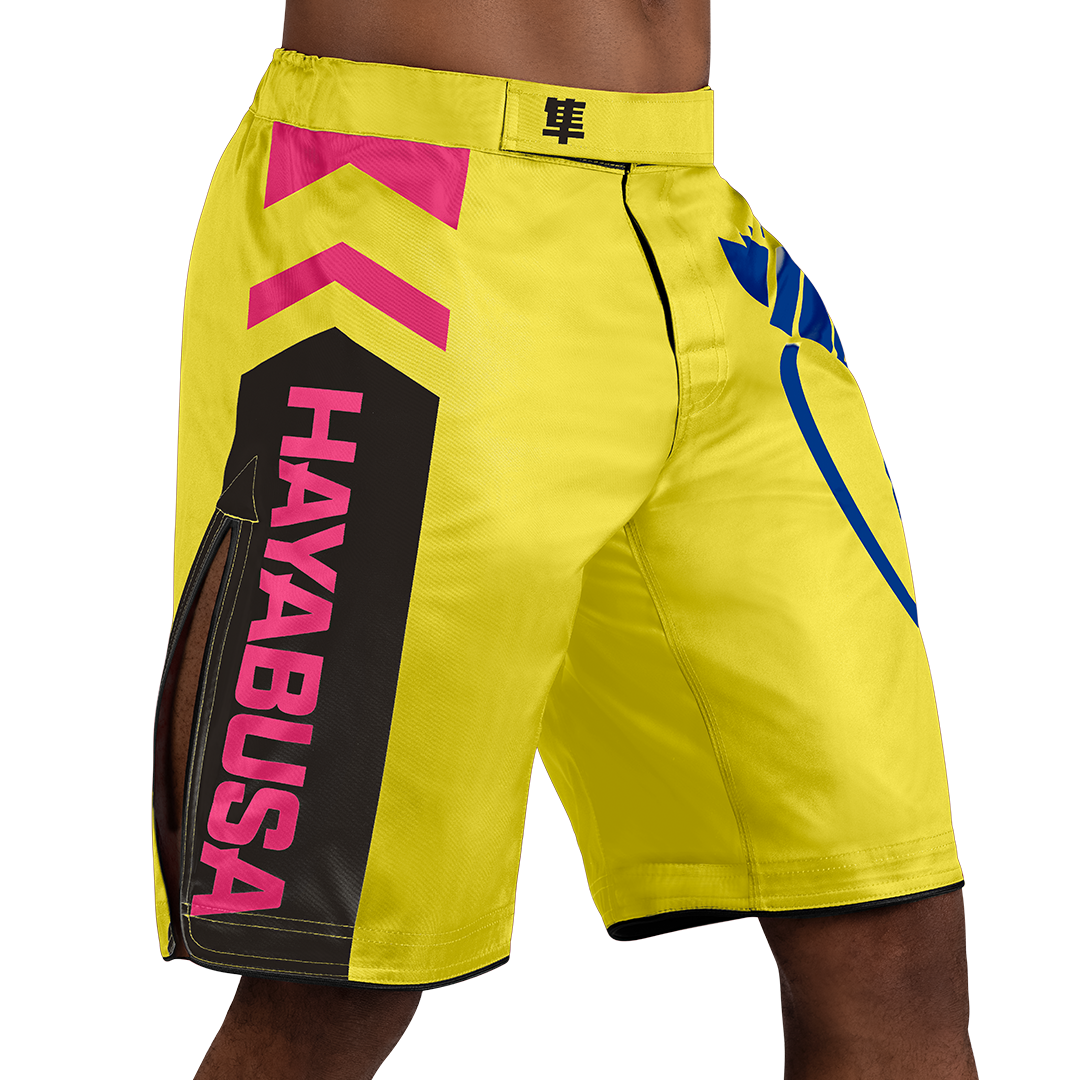 Hayabusa MMA Shorts Icon Lang - Geel/Blauw/Roze