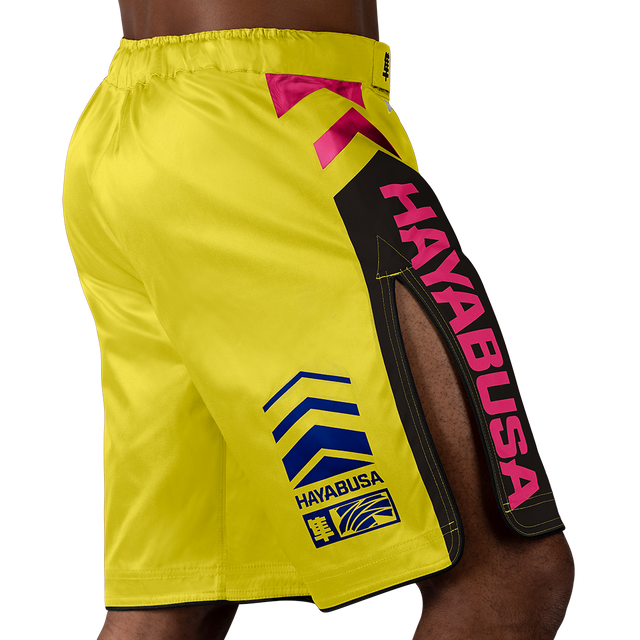 Hayabusa MMA-Shorts Icon Lang - Gelb/Blau/Rosa
