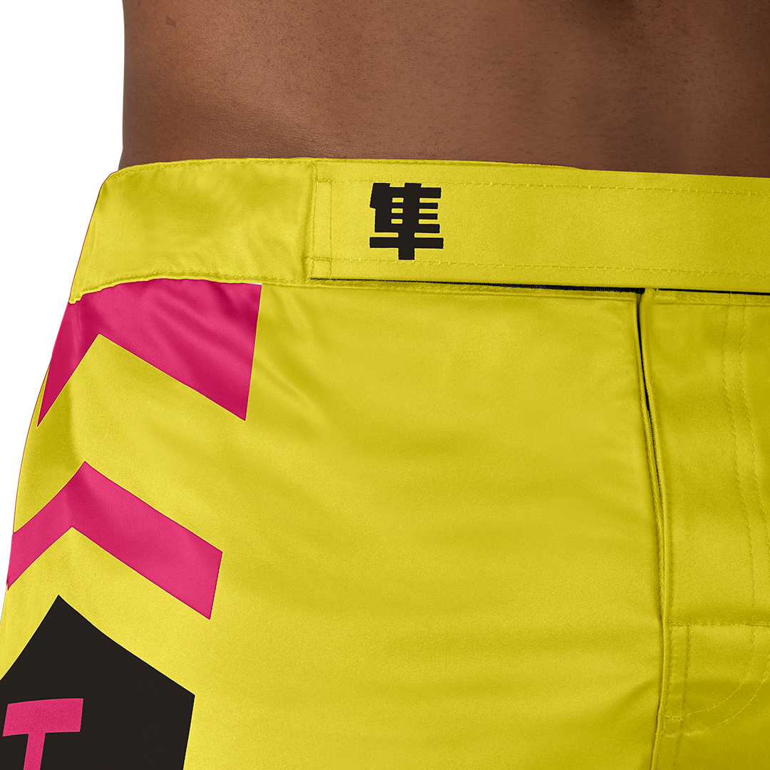 Hayabusa MMA-Shorts Icon Lang - Gelb/Blau/Rosa