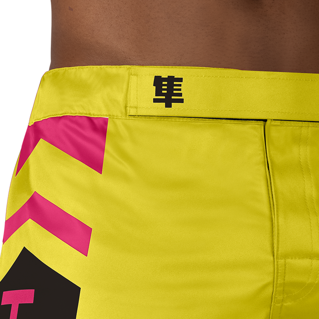 Hayabusa MMA-Shorts Icon Lang - Gelb/Blau/Rosa