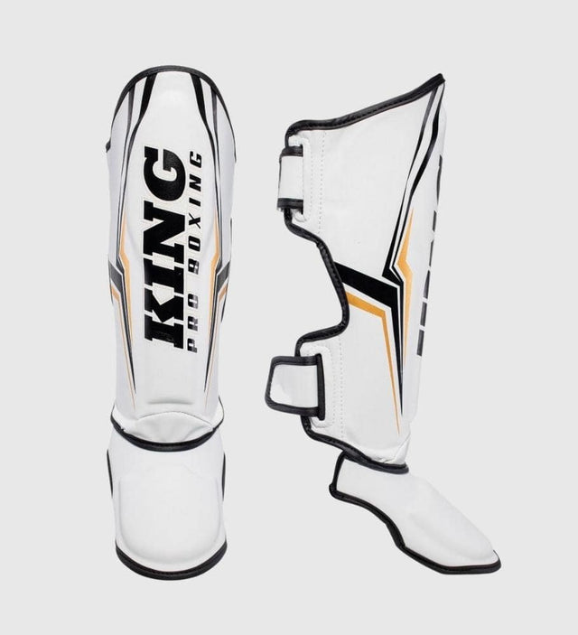 King Kickboks Scheenbeschermers Thor - Wit/Zwart/Goud - The Fight Company Deutschland