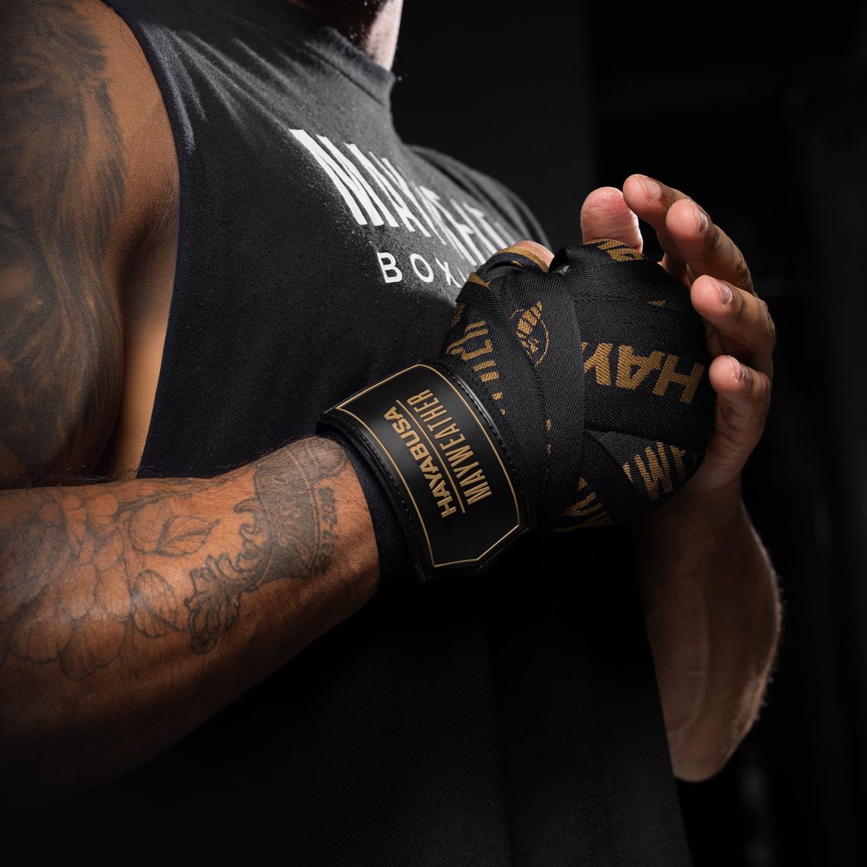 Hayabusa x Mayweather Boxbandagen Deluxe - Schwarz/Gold