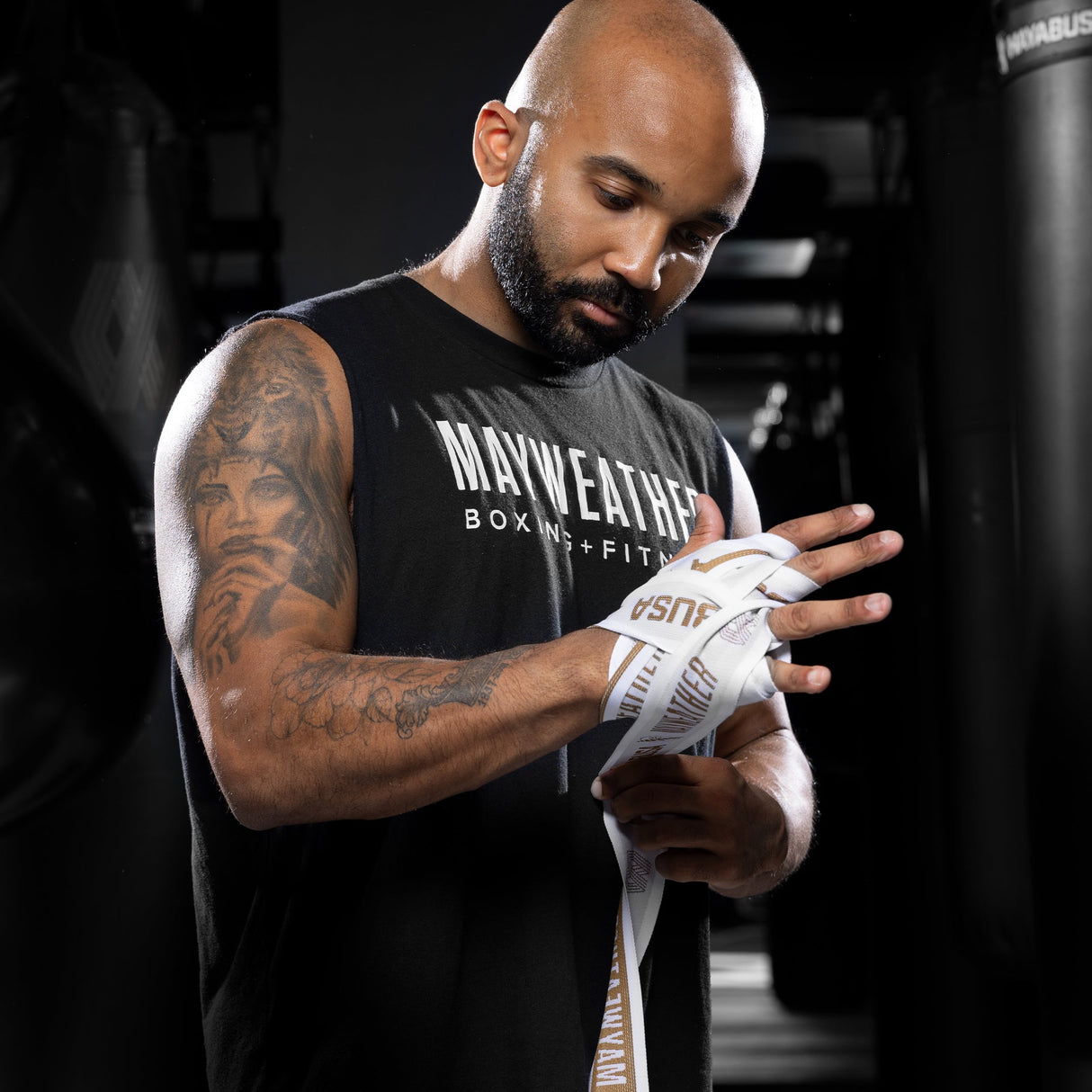 Hayabusa x Mayweather Boxbandagen Deluxe - Weiss/Gold