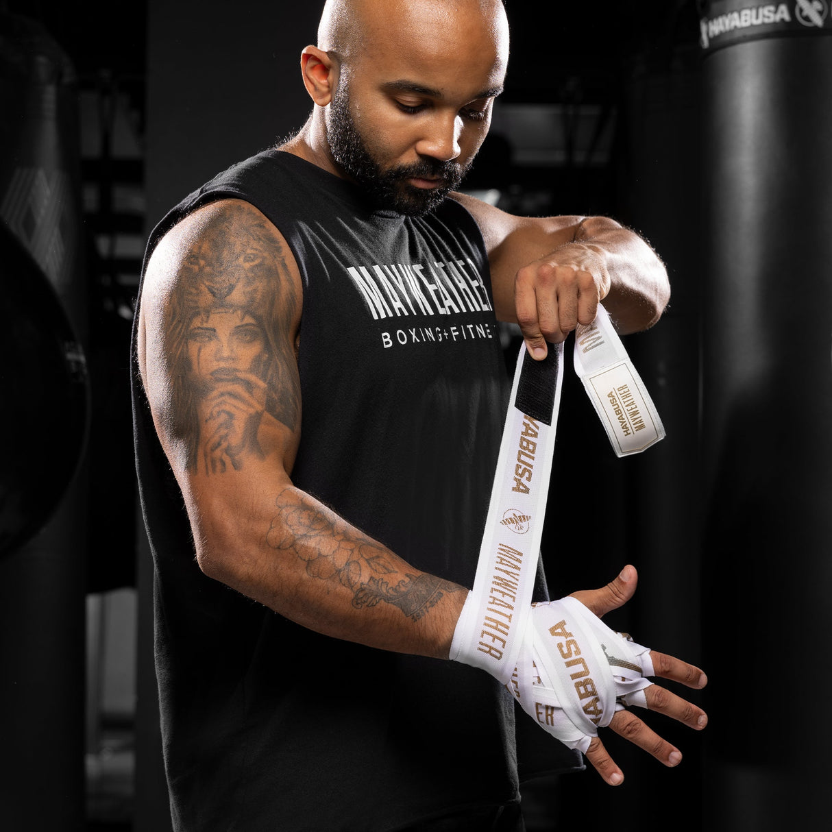 Hayabusa x Mayweather Boxbandagen Deluxe - Weiss/Gold