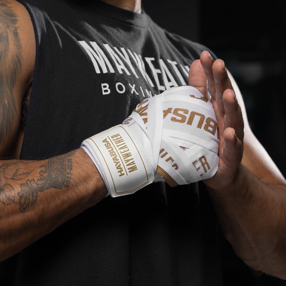 Hayabusa x Mayweather Boxbandagen Deluxe - Weiss/Gold