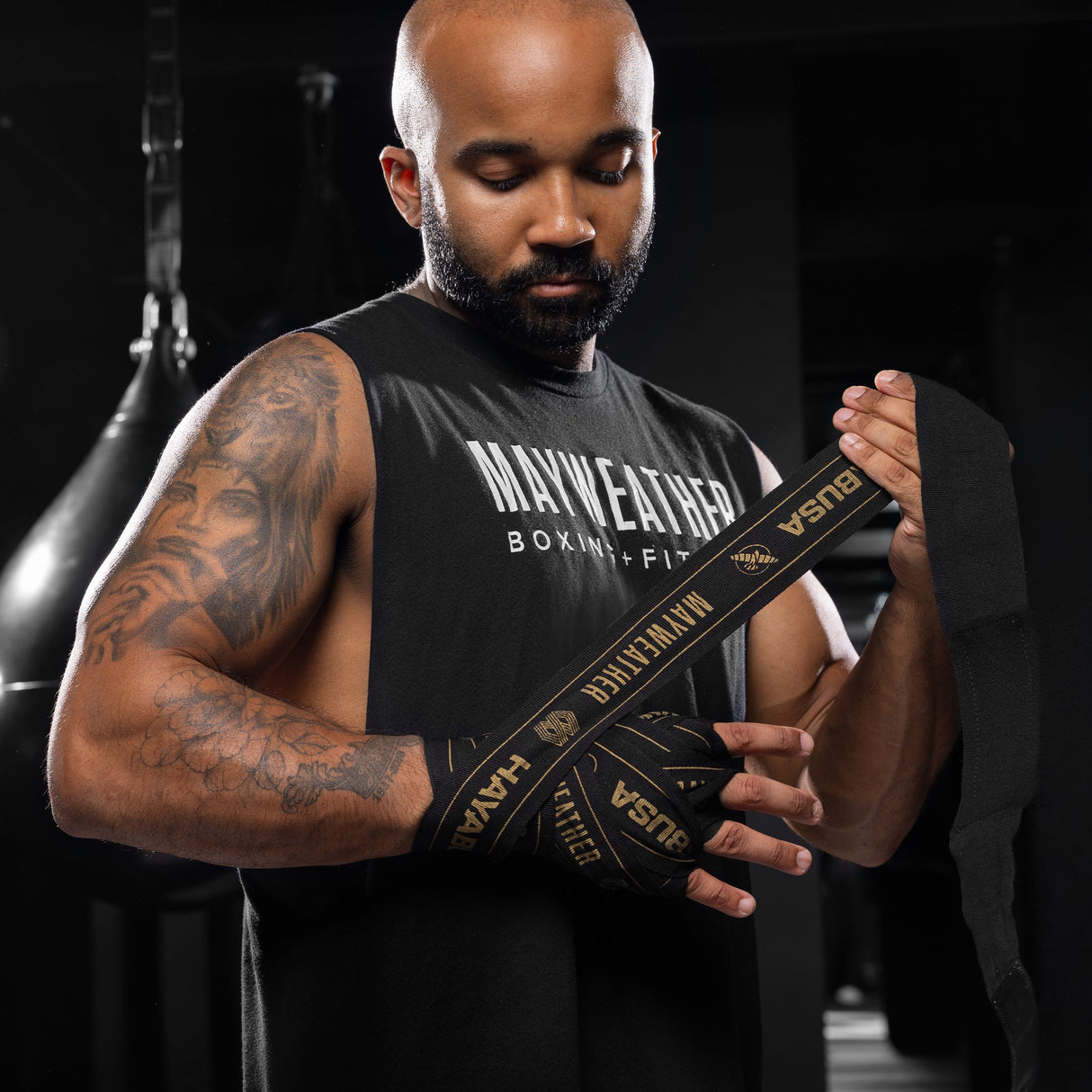 Hayabusa x Mayweather Bandages Stretch - Zwart/Goud