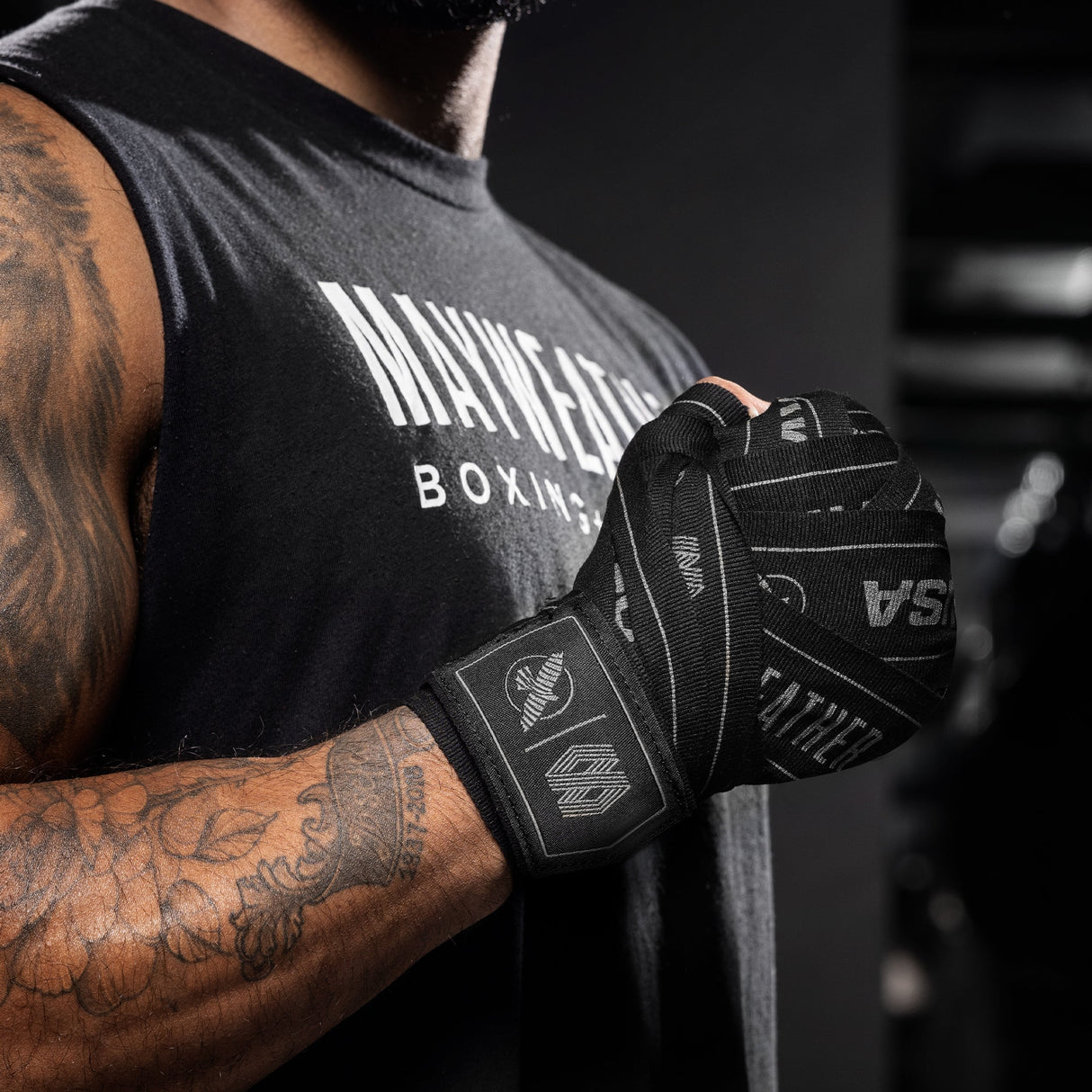 Hayabusa x Mayweather Bandages Stretch - Zwart/Grijs