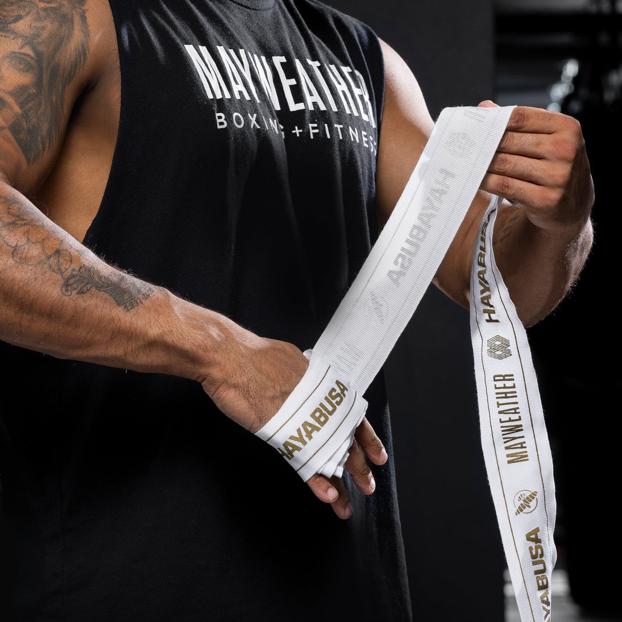 Hayabusa x Mayweather Bandages Stretch - Wit/Goud