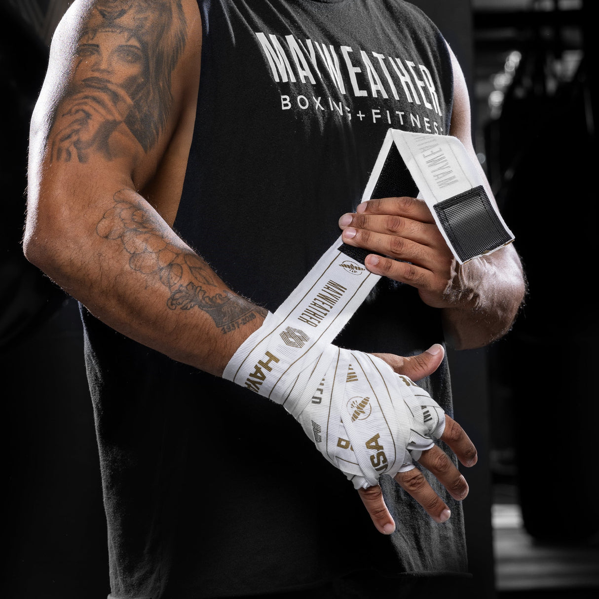 Hayabusa x Mayweather Bandages Stretch - Wit/Goud