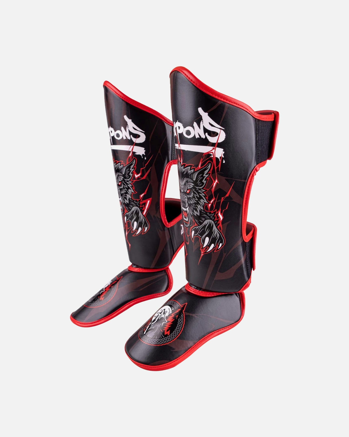 8 WEAPONS Schienbeinschoner Beastial Wolf - Schwarz/Rot