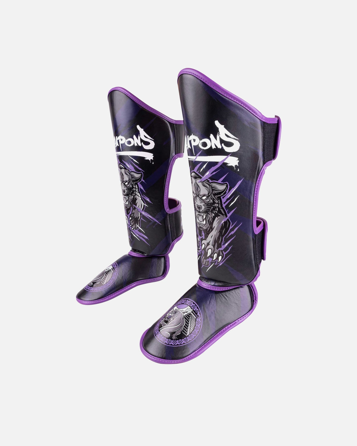 8 WEAPONS Schienbeinschoner Beastial Panther - Schwarz/Lila