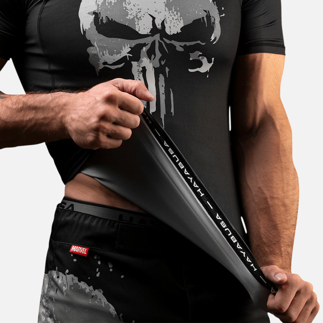 Marvel Hayabusa x Marvel Rashguard The Punisher Kurzarm - Schwarz
