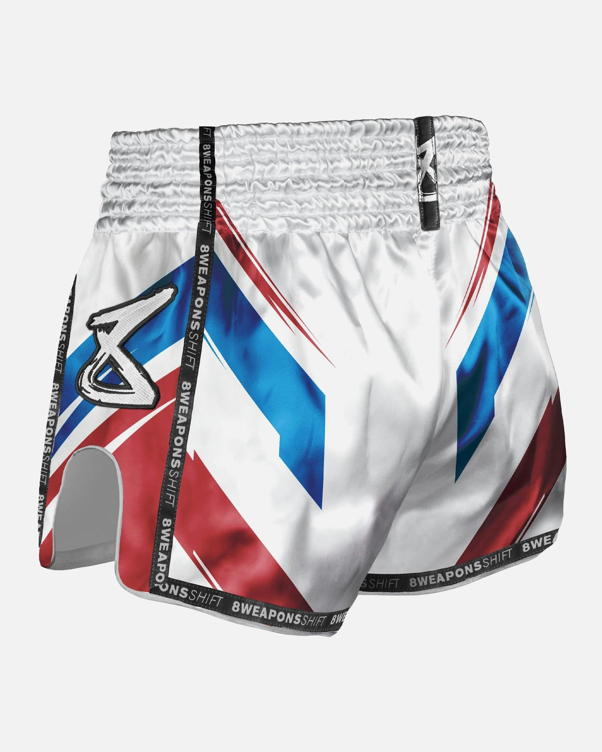 8 WEAPONS Muay Thai Shorts Shift - Weiß/Navy/Rot