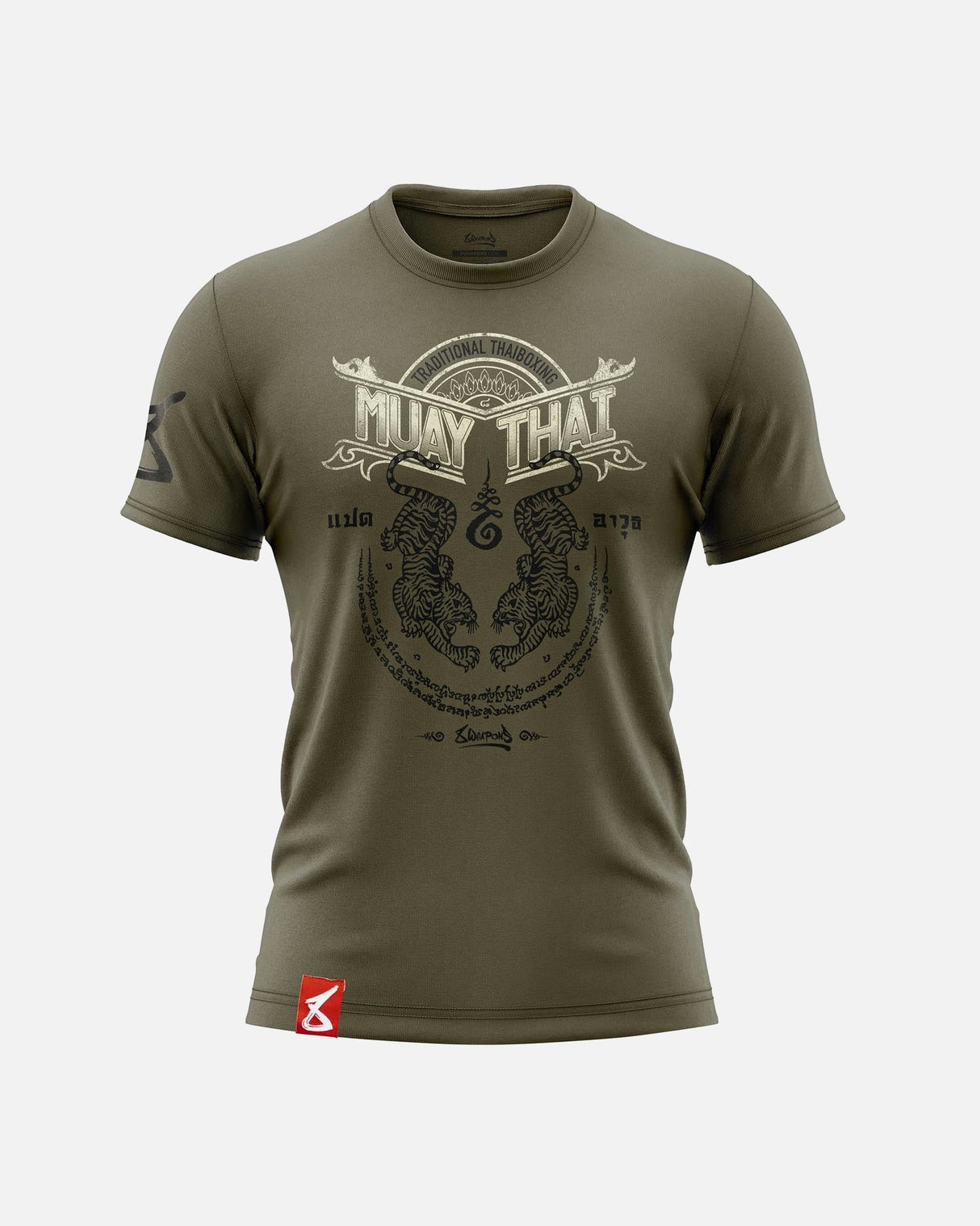 8 WEAPONS T-Shirt Sak Yant Tigers - Olive