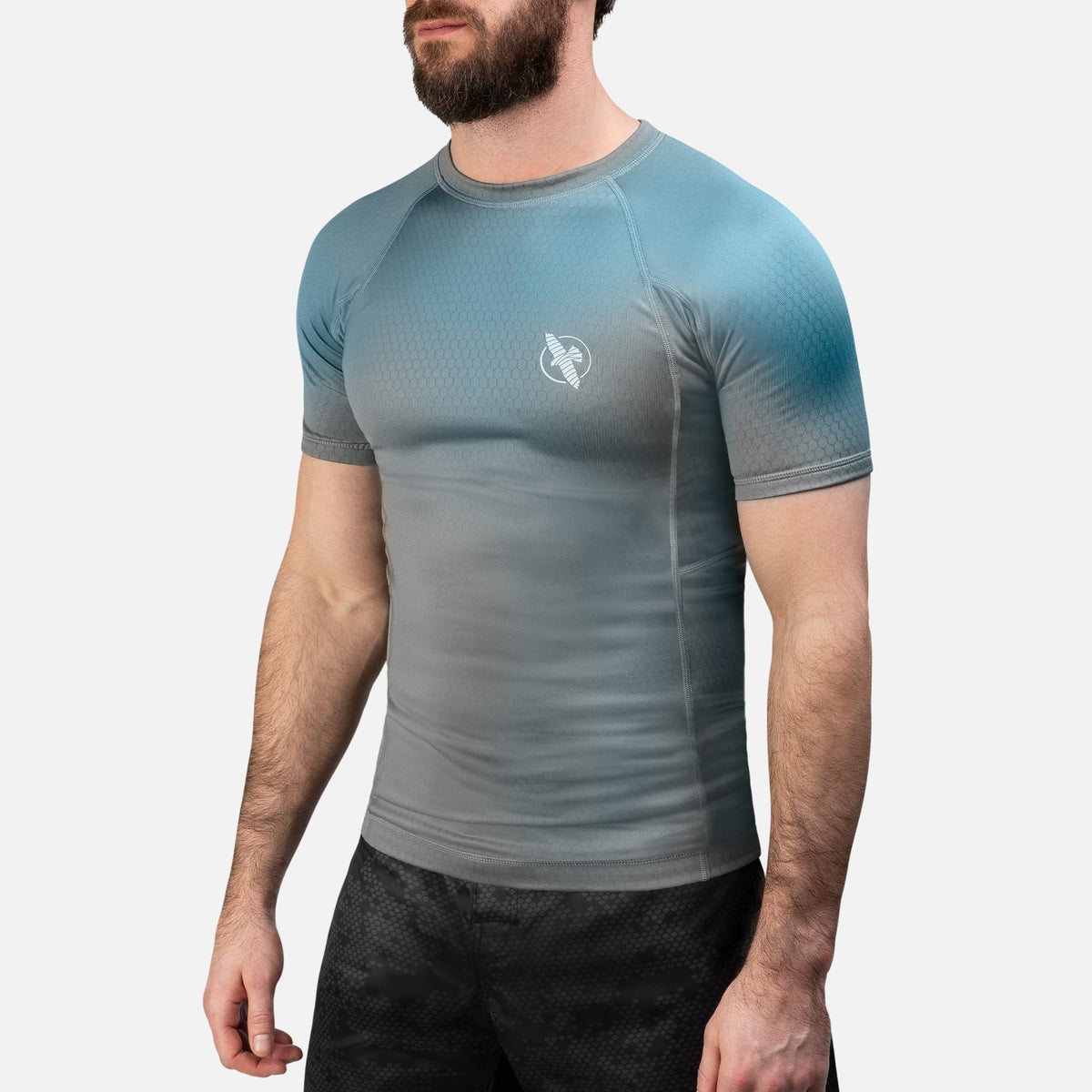 Hayabusa Rashguard Fusion Kurzarm - Grau/Aqua