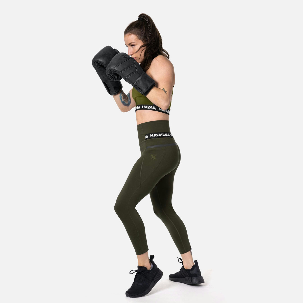 Hayabusa Leggings High Rise 3/4 Damen - Olivgrün