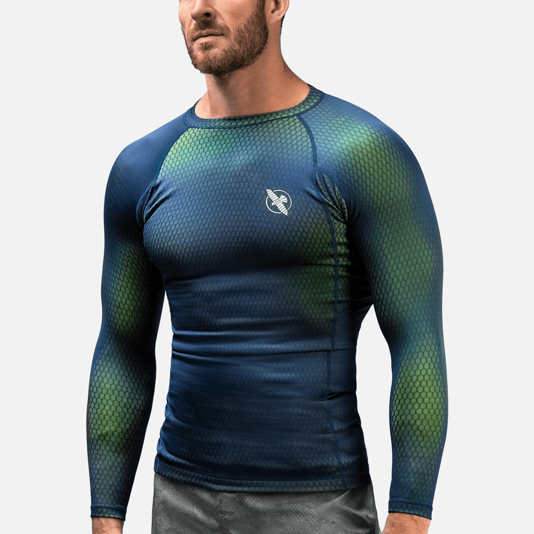 Hayabusa Rashguard Fusion Lange Ärmel - Blau/Grün