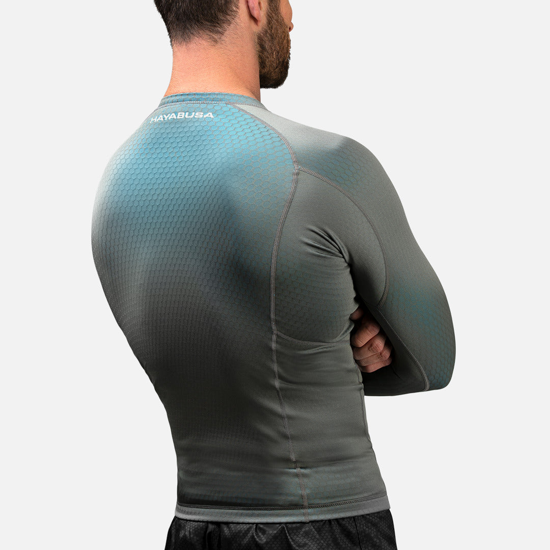 Hayabusa Rashguard Fusion Lange Ärmel - Grau/Aqua