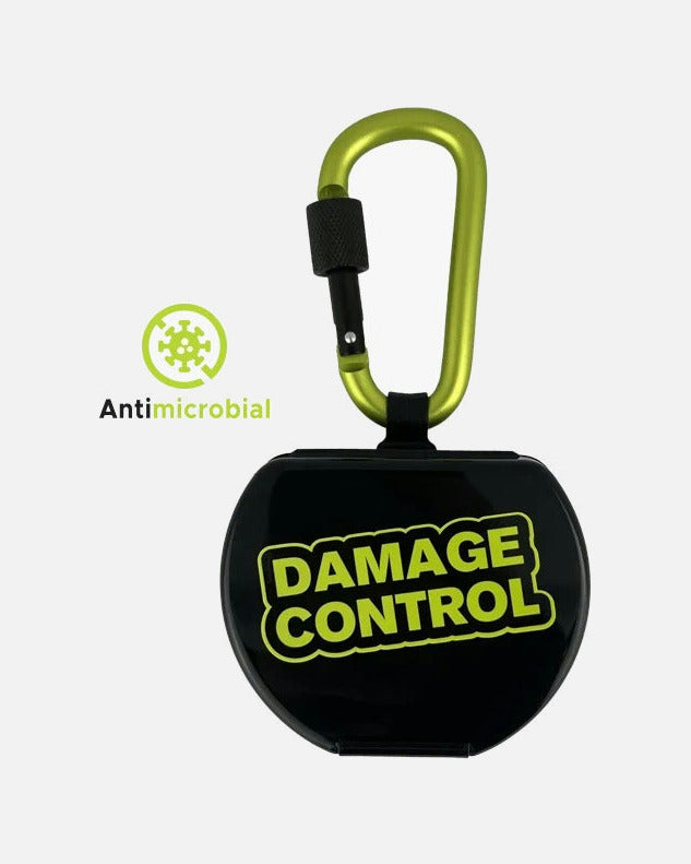 Damage Control Mundschutz-Box mit Karabiner - Schwarz/Grün