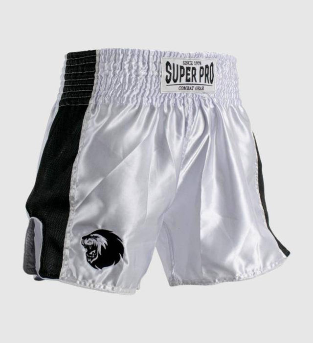 Super Pro Muay Thai Shorts Brave - Weiss/Schwarz - The Fight Company Deutschland