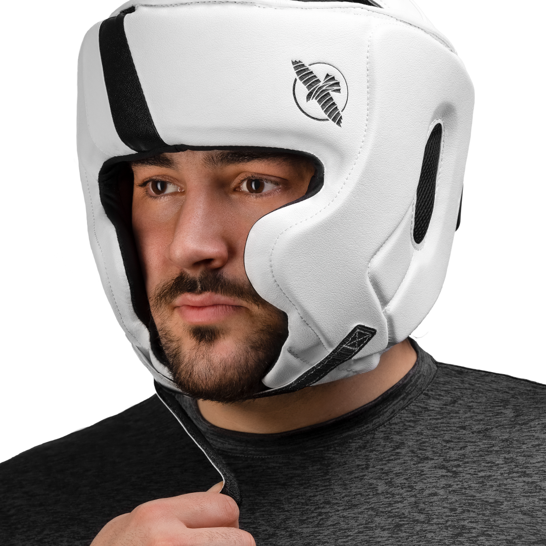 Hayabusa Hoofdbeschermer T3 met wang bescherming - Wit/Zwart