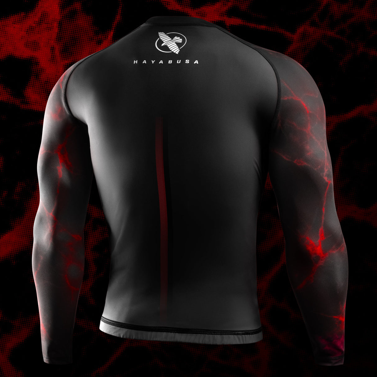 Hayabusa UFC BJJ Rashguard Langarm - Schwarz/Rot