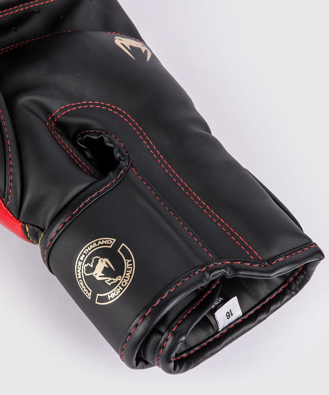 Venum bokshandschoenen Elite - Zwart/Goud/Rood