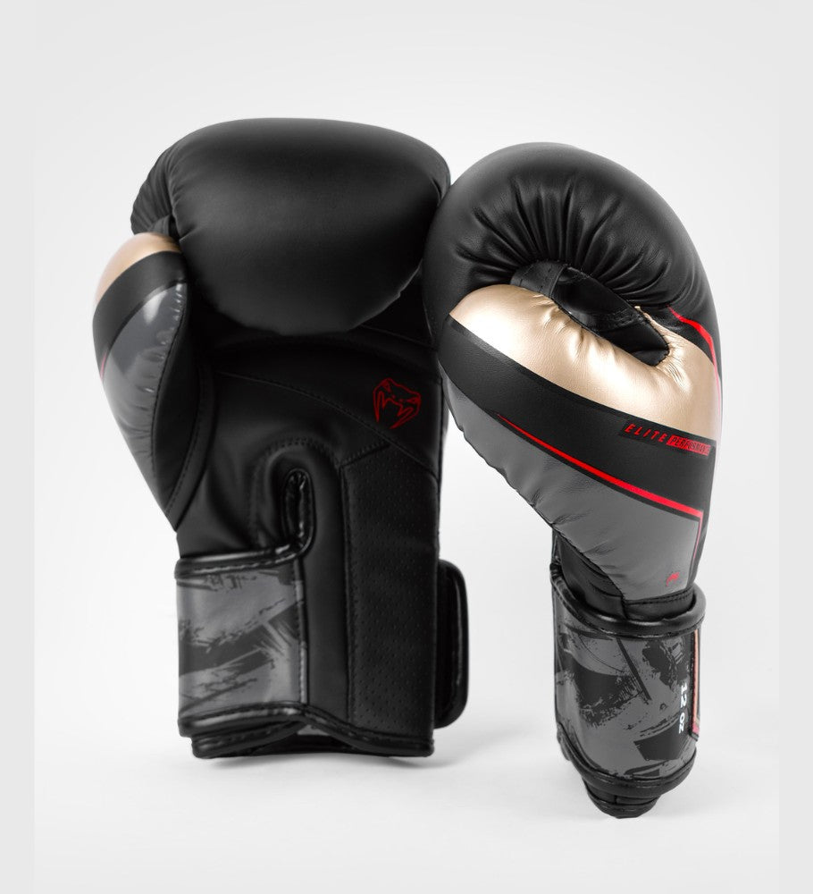 Venum Boxhandschuhe Elite Evo - Schwarz/Gold/Rot - The Fight Company Deutschland