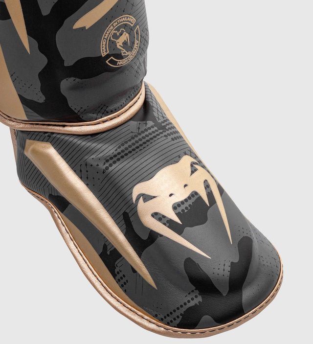 Venum Schienbeinschoner Elite - Camo Grau/Gold - The Fight Company