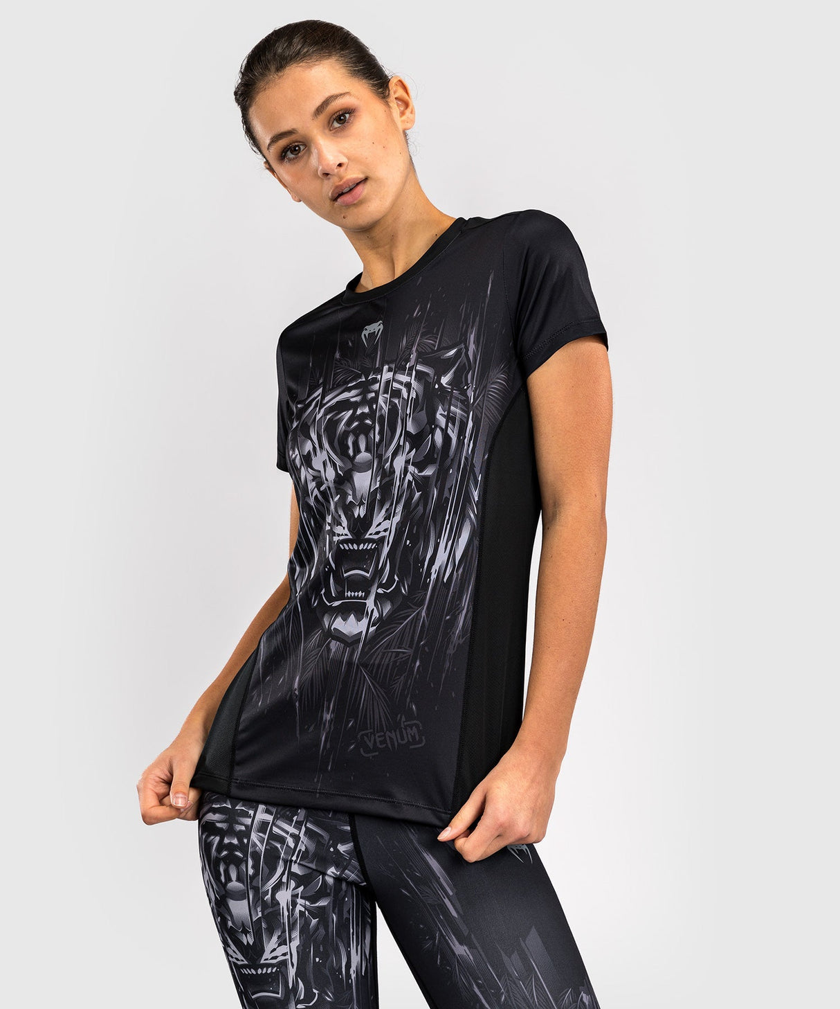 Venum T-Shirt Tiger Dry Tech Damen - Schwarz/Silber