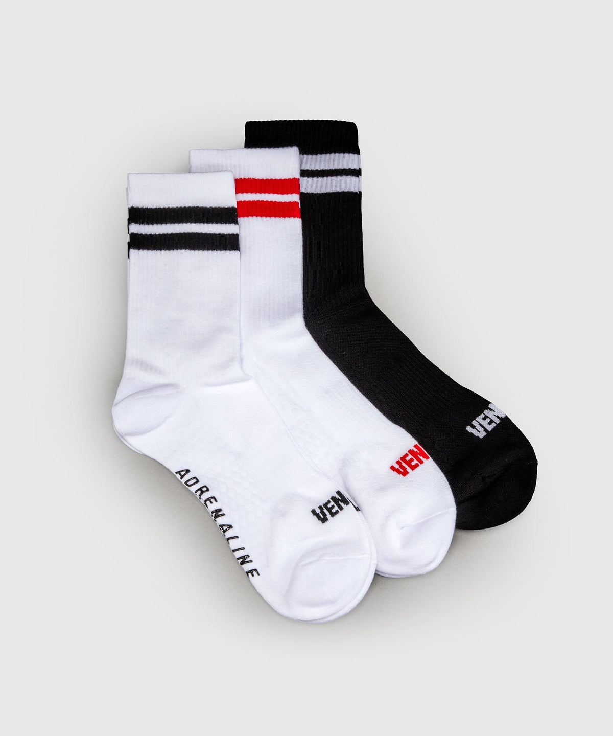 Venum Adrenaline Socken 3er-Pack - Schwarz/Weiß/Rot