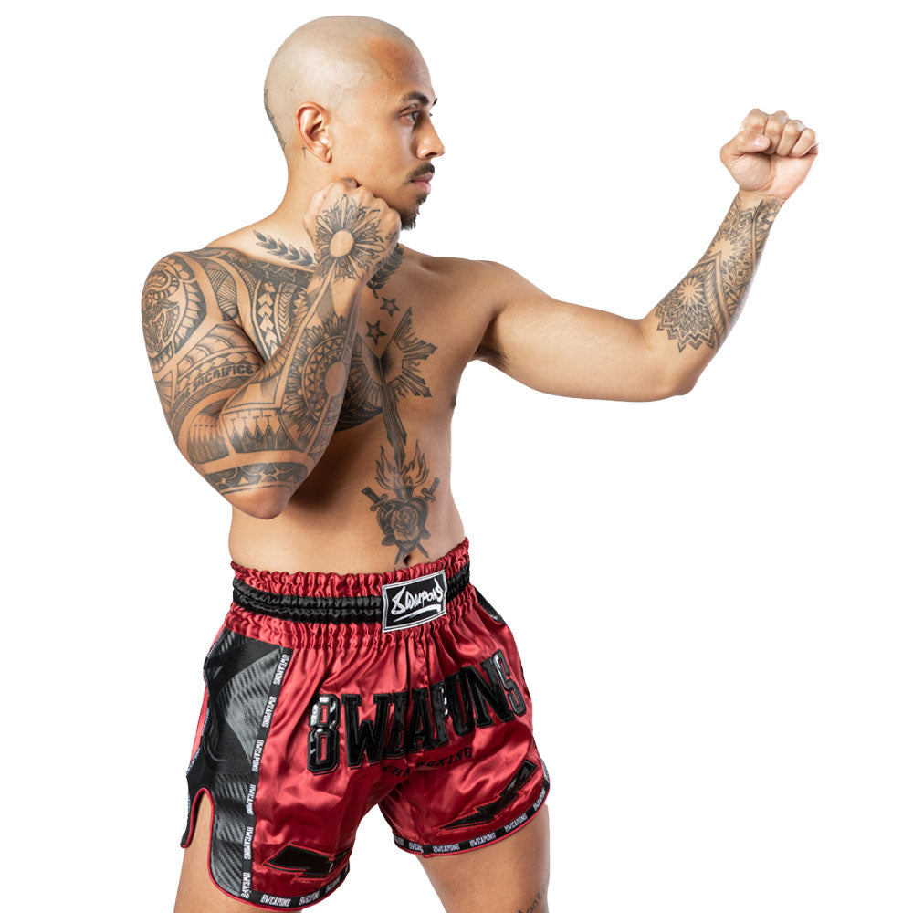 8 WEAPONS Muay Thai Shorts Carbon - Rot