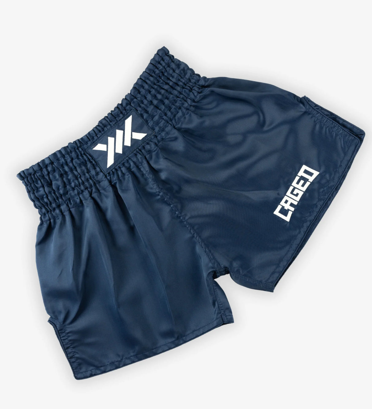 Caged Muay Thai Shorts Classic - Navy Blau/Weiss