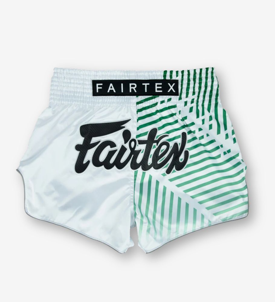 Fairtex Muay Thai Shorts Racer - Weiss/Grün - The Fight Company Deutschland