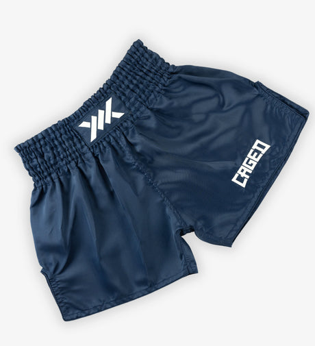 Caged Muay Thai Shorts Classic - Navy Blau/Weiss vrouw