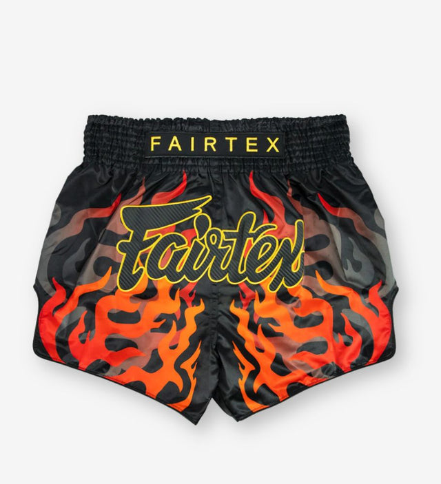 Fairtex Muay Thai Shorts Volcano - Schwarz/Rot - The Fight Company Deutschland