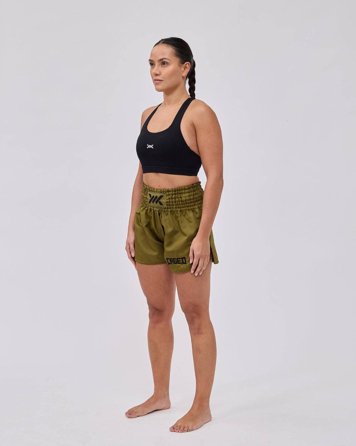 Caged Classic Muay Thai Shorts - Armee Grün