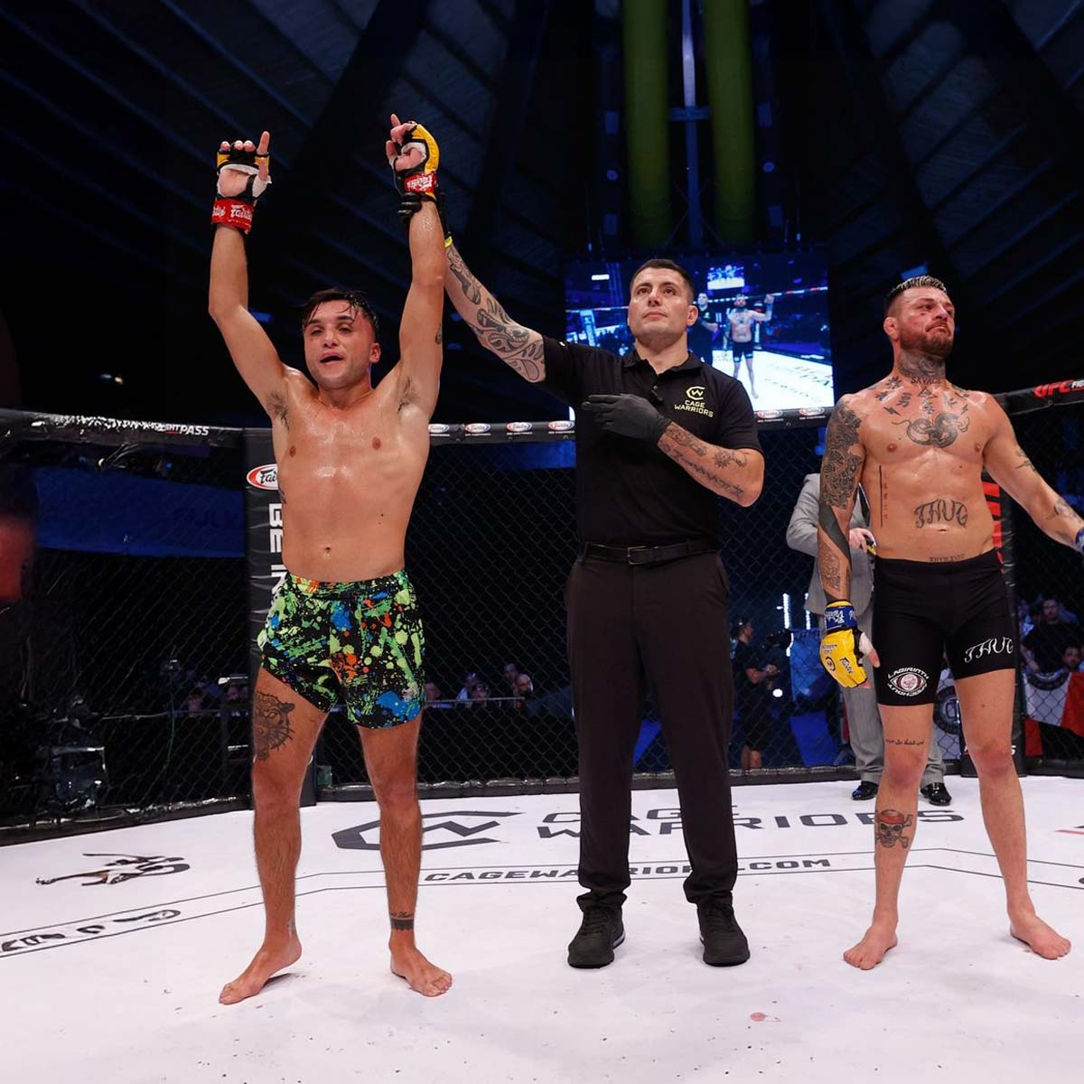 Phantom Athletics MMA Shorts Fusion Splatter - Schwarz/Neon