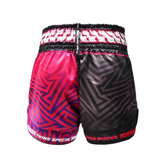Twins Muay Thai Shorts TTBL Maze – Schwarz/Pink