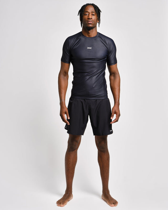 Caged Rashguard Tactical Kurzarm – Schwarz