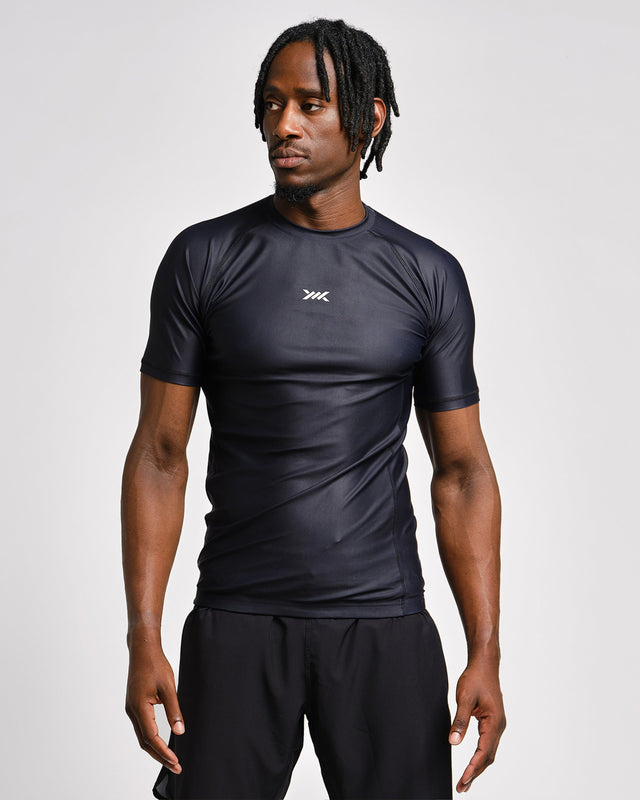 Caged Rashguard Tactical Kurzarm – Schwarz