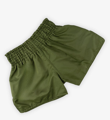 Caged Muay Thai Shorts Classic - Khaki Grün/Schwarz vrouw